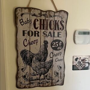 Rustic Baby Chicks Wall Sign - Beige & Black